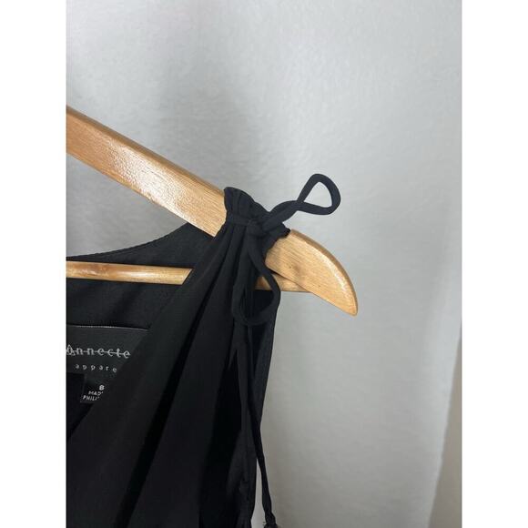 Connected Apparel Black Chiffon Satin Dress Size 8 Vintage Y2K Fits Small - Picture 5 of 6